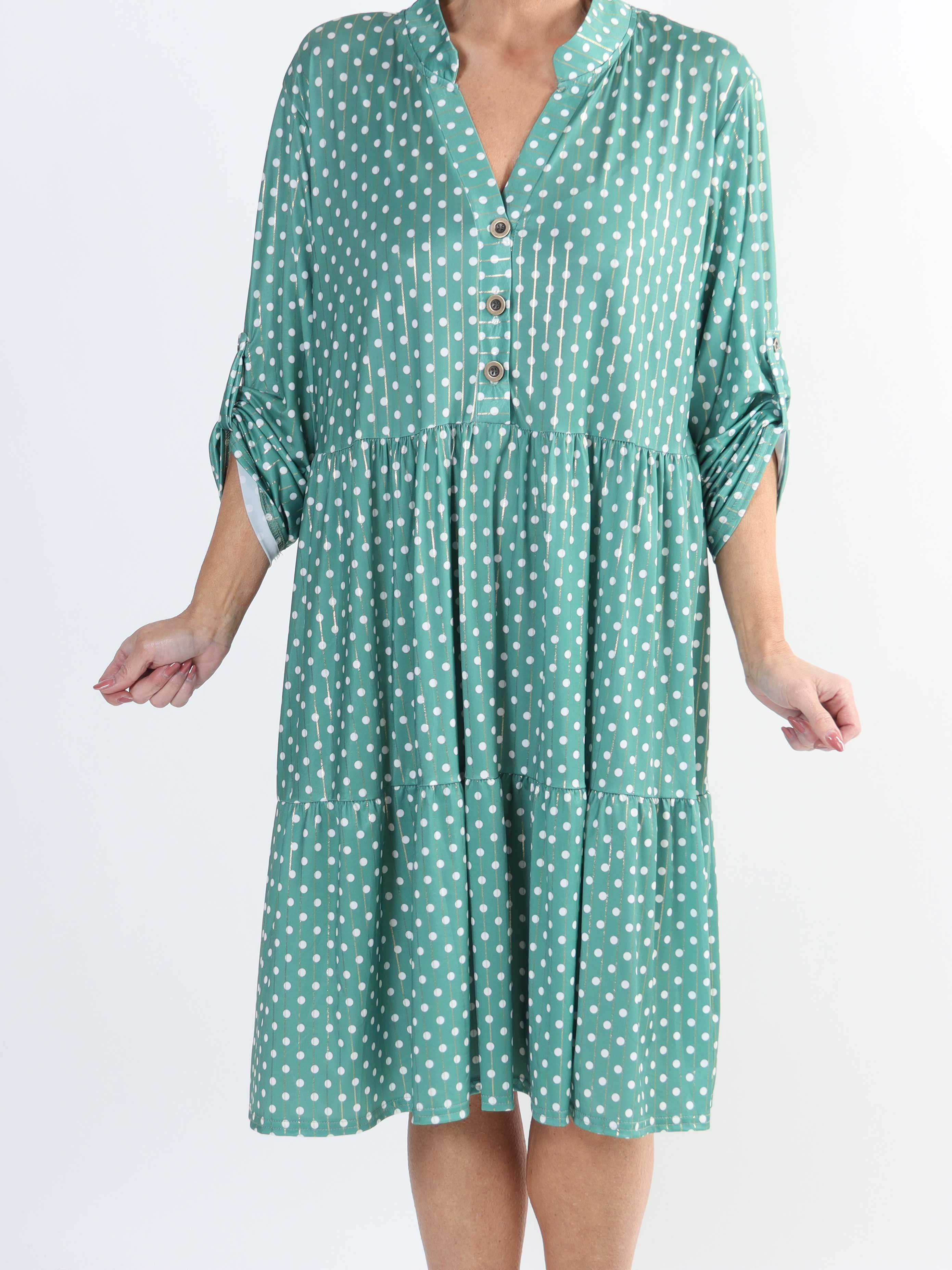 Milano Dot Midi - Plus size kjole med prikker og lag på lag look